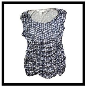 Max Studio Stretchy Top Blue Cream
Ruched

 Size S